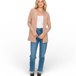 Staccato Rosie-Taupe Knit Open Front Cardi Size Large